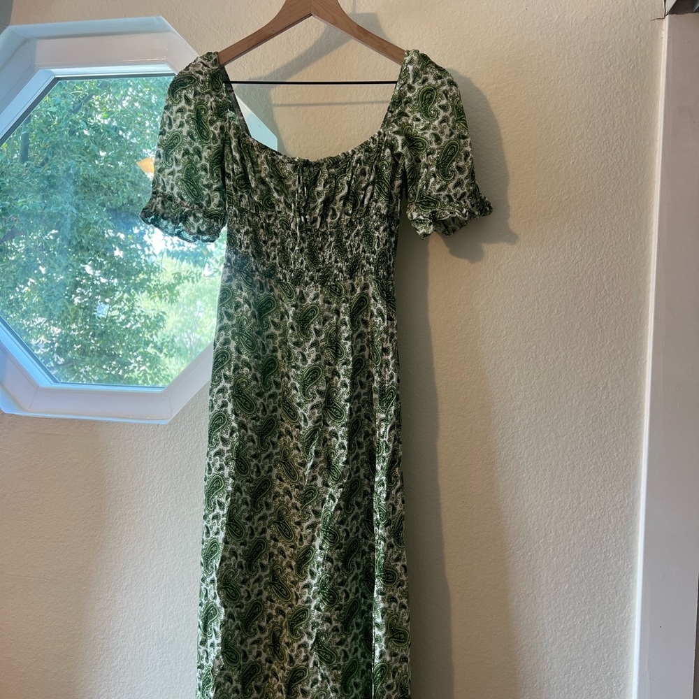 Faithfull the Brand Paisley Green Dress